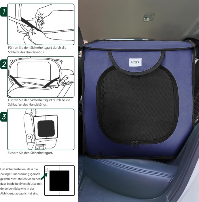Love's Cabin 36in Portable Dog Bed - Dark Blue (image 3)