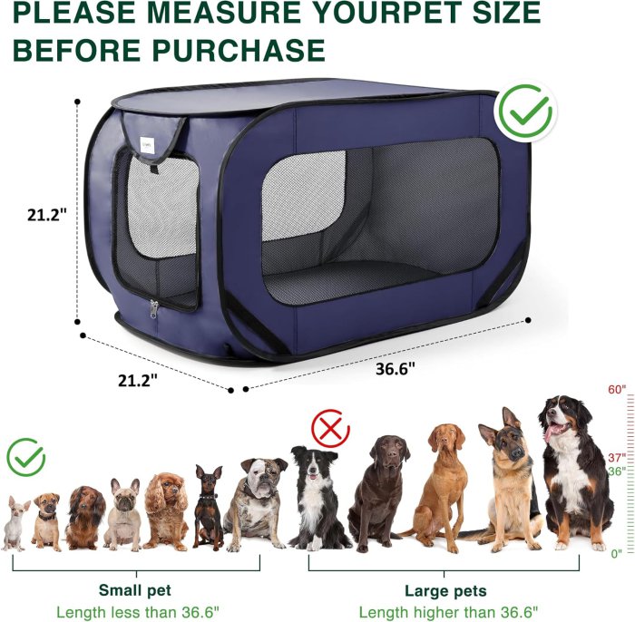 Love's Cabin 36in Portable Dog Bed - Dark Blue (image 4)