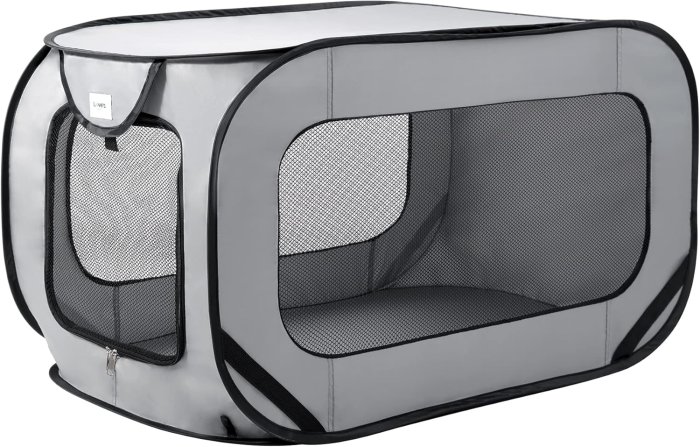 Love's Cabin 36in Portable Dog Bed - Pop Up Kennel (Grey)