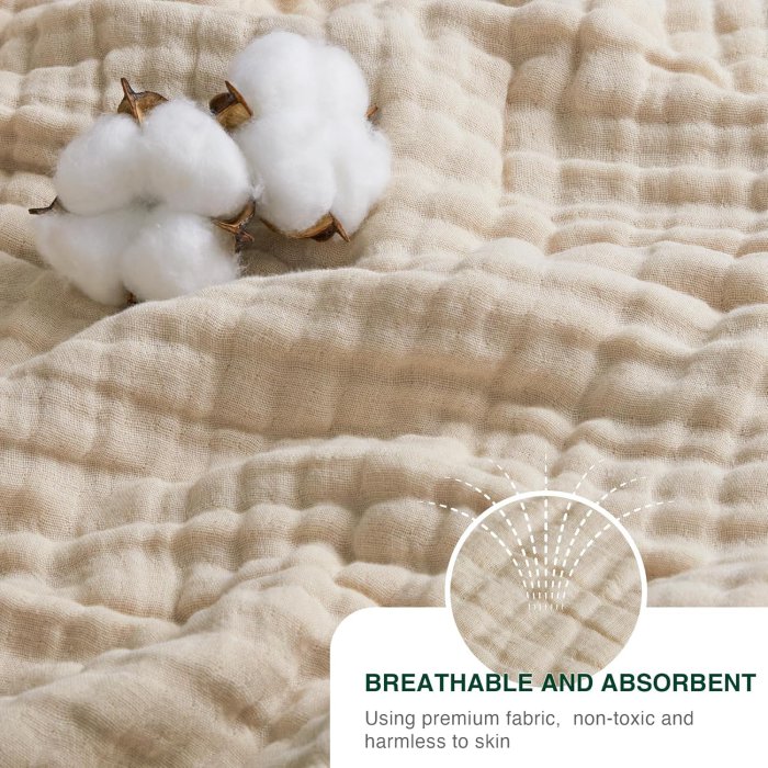 Love's Cabin 6 Layer Cotton Muslin Blanket (Apricot, Queen Size) (image 4)