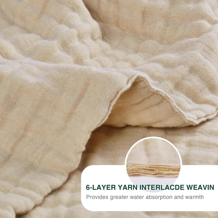 Love's Cabin 6 Layer Cotton Muslin Blanket (Apricot, Queen Size) (image 5)
