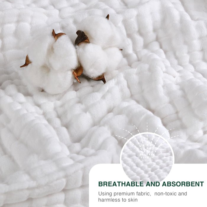 Love's Cabin 6 Layer Cotton Muslin Blanket (Queen Size, White) (image 5)