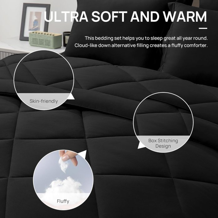Love's cabin 7-Piece Full Comforter Set Black (image 5)
