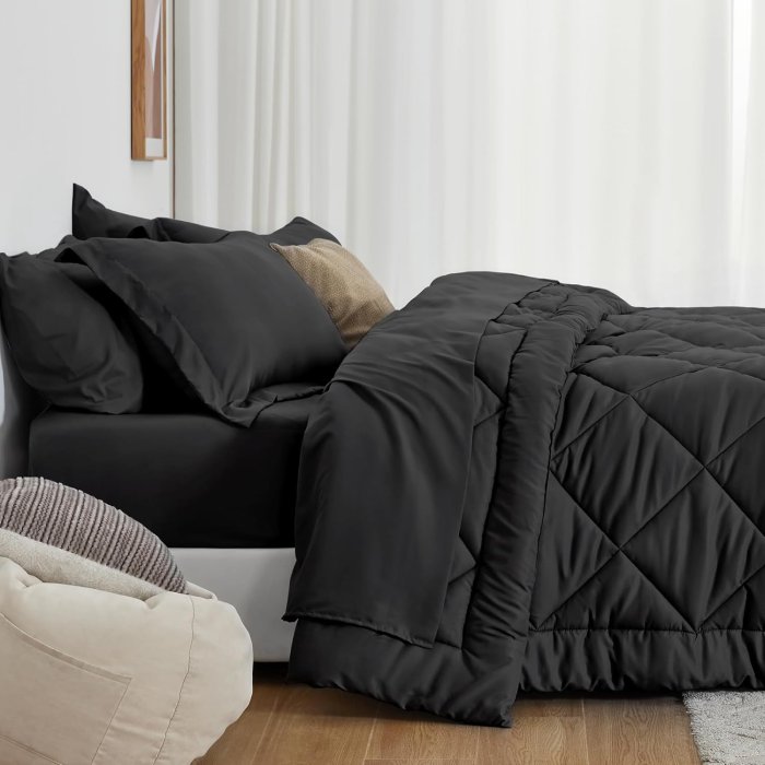 Love's Cabin Black Queen Comforter Set - 7 Piece Bedding Set (image 3)