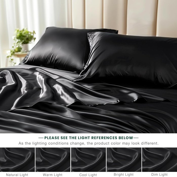 Love's Cabin Black Satin Queen Sheets Set (4 Piece) (image 4)