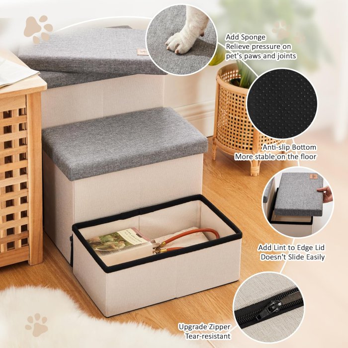 Love's Cabin Dog Stairs (Light Grey, 3 Steps) (image 4)