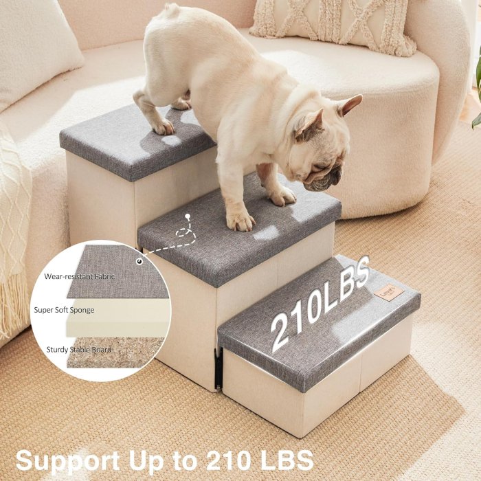 Love's Cabin Dog Stairs (Light Grey, 3 Steps) (image 5)