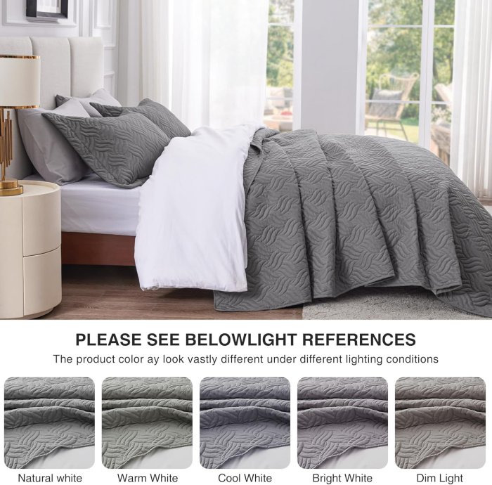 Love's cabin Grey Wave Quilt Set - 3 Piece (image 4)