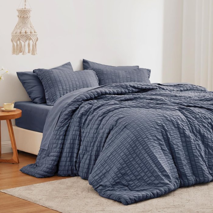 Love's Cabin Navy Blue King Size Comforter Set 7 Pieces