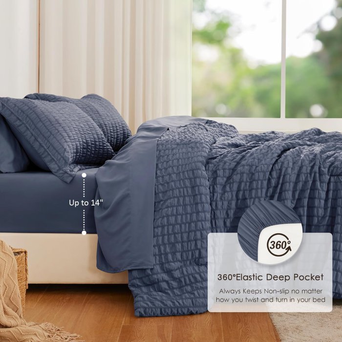 Love's Cabin Navy Blue King Size Comforter Set 7 Pieces (image 3)
