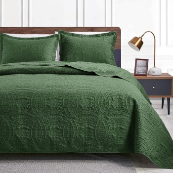 Love's Cabin Olive Green Quilt Set - Lightweight Microfiber Bedspread