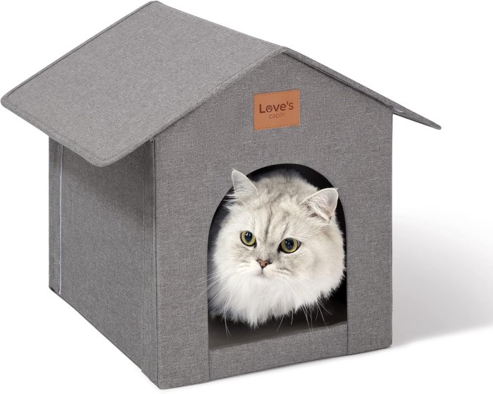 Love's Cabin Outdoor Cat House - Insulated, Weatherproof, Waterproof