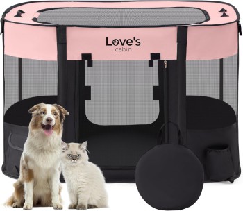 Love's Cabin Pet Playpen (M, Pink)