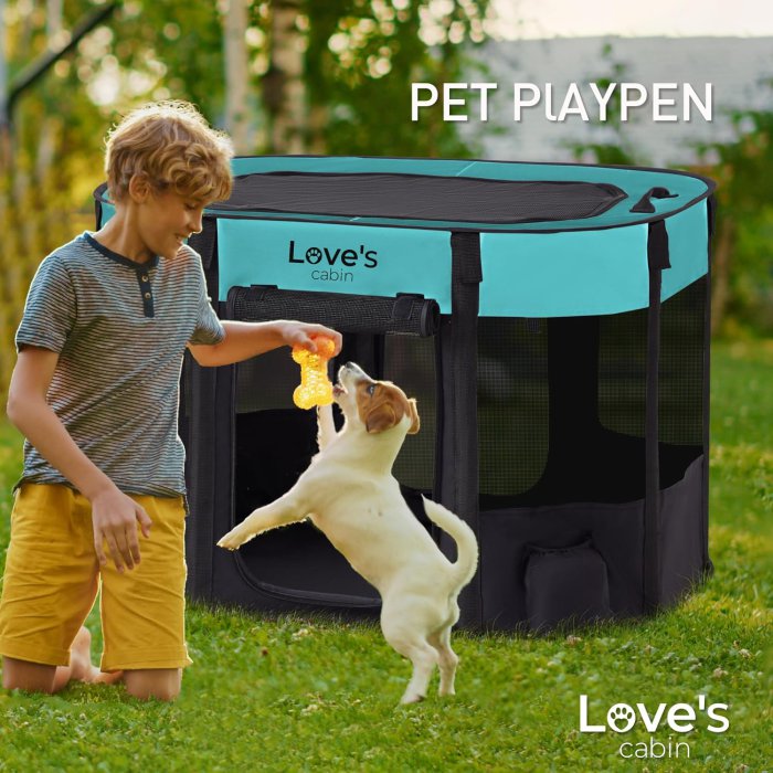 Love's Cabin Pet Playpen (S, Green) (image 2)