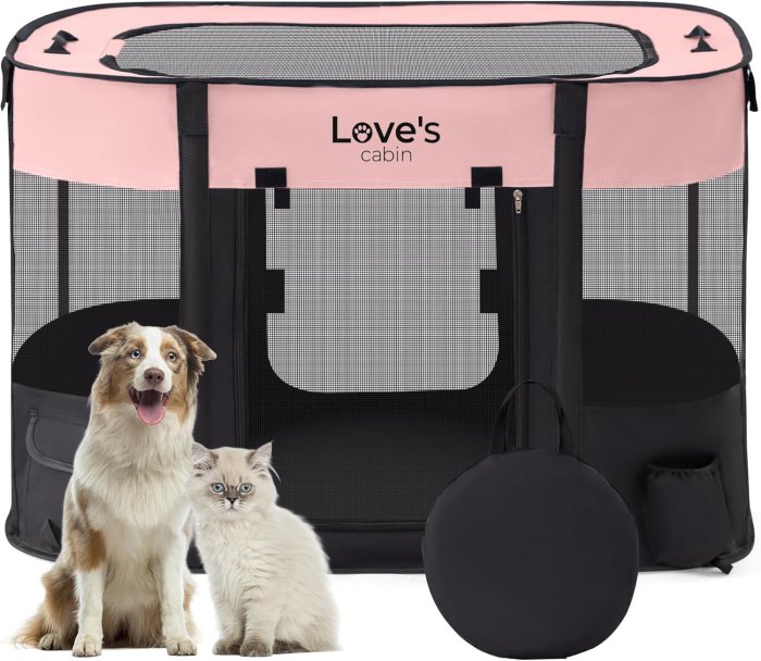 Love's cabin Pet Playpen (S, Pink)
