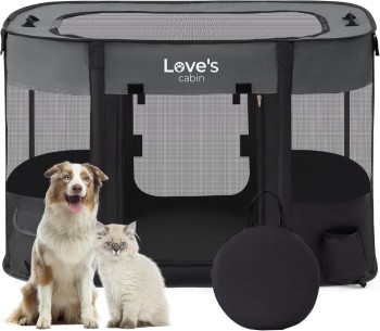 Love's cabin Pet Playpen (Small, Grey)