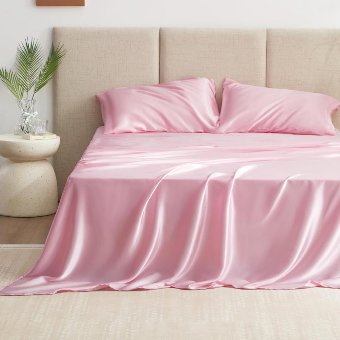 Love's Cabin Pink Satin Queen Sheet Set (4 Piece) (image 2)