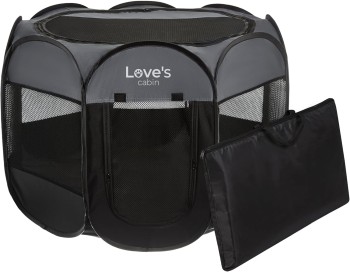 Love's Cabin Portable Dog Playpen (Medium, Dark Grey)