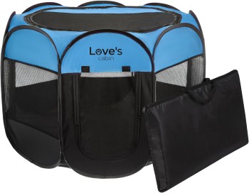 Love's Cabin Portable Pet Playpen for Dog and Cat (Blue)