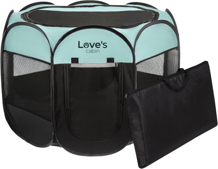 Love's Cabin Portable Pet Playpen (Green)