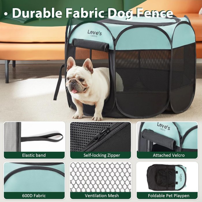 Love's Cabin Portable Pet Playpen (Green) (image 3)