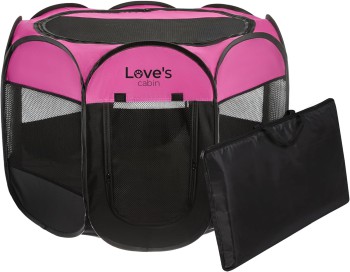 Love's Cabin Portable Pet Playpen (Pink)
