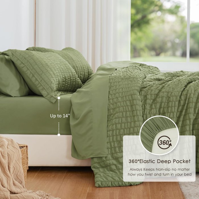 Love's Cabin Sage Green Queen Comforter Set 7 Pieces (image 3)
