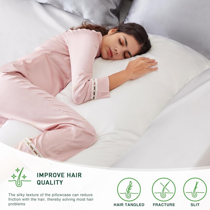 Love's Cabin Satin Body Pillow Cover, 20x54 inches Ivory White (image 2)