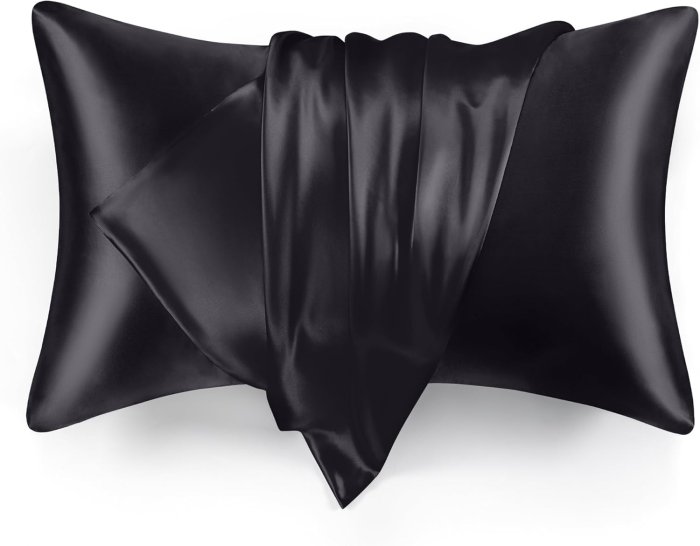 Love's Cabin Satin Pillowcase Set (Black, 20x30 inches)