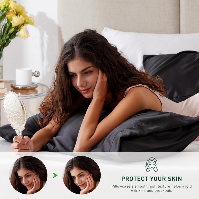 Love's Cabin Satin Pillowcase Set (Black, 20x30 inches) (image 3)