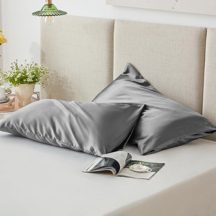 Love's Cabin Satin Pillowcase Set (Dark Gray, 20x30 inches) (image 5)