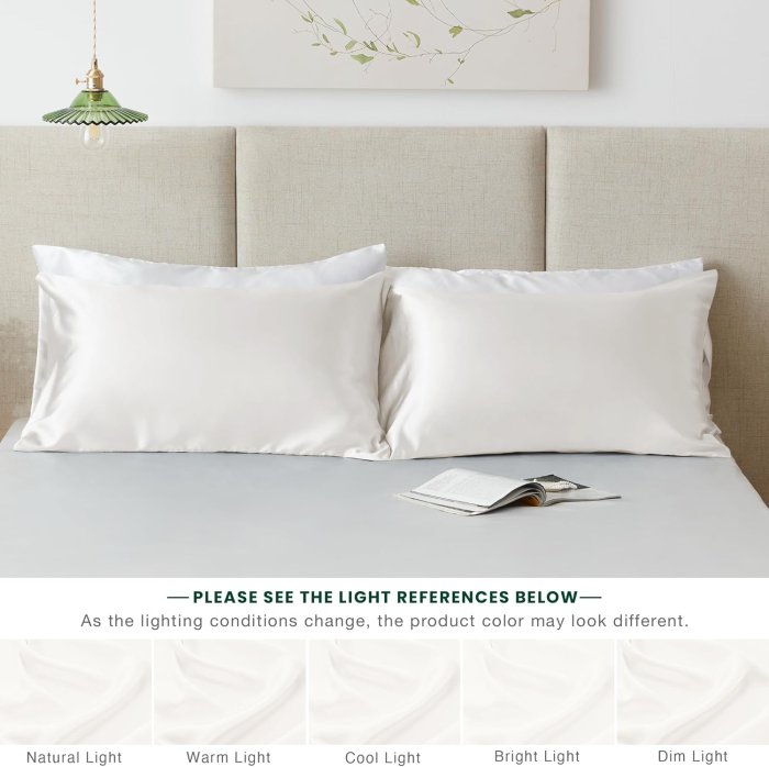 Love's Cabin Satin Pillowcase Set (Ivory White, 20x30 inches) (image 5)