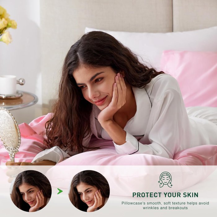 Love's Cabin Satin Pillowcase Set (Pink, 20x30 inches) (image 3)