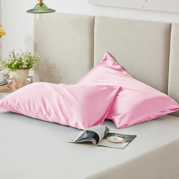 Love's Cabin Satin Pillowcase Set (Pink, 20x30 inches) (image 5)