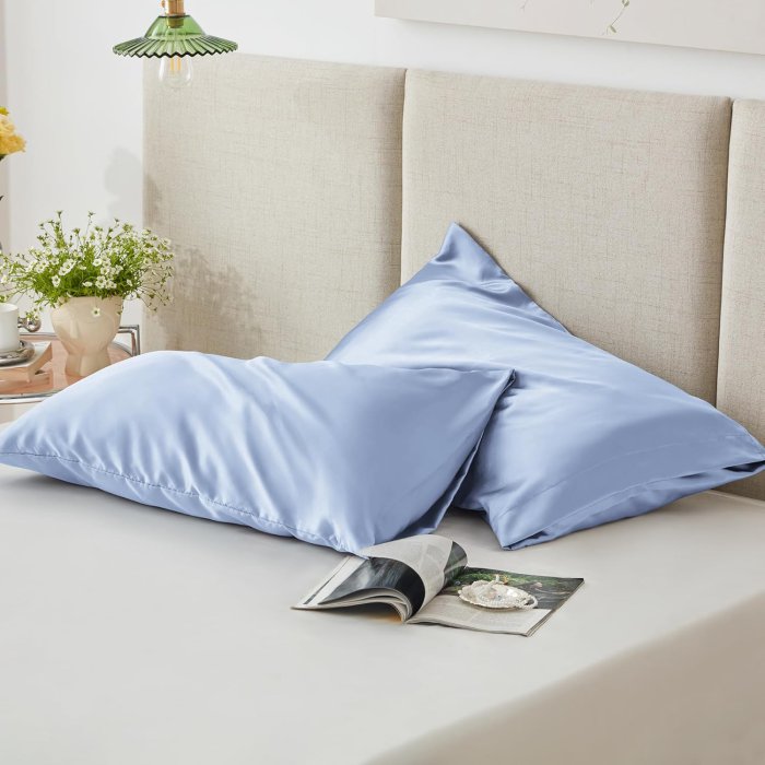 Love's Cabin Satin Pillowcase Set (Sky Blue, 20x30 inches) - Queen Size (image 5)