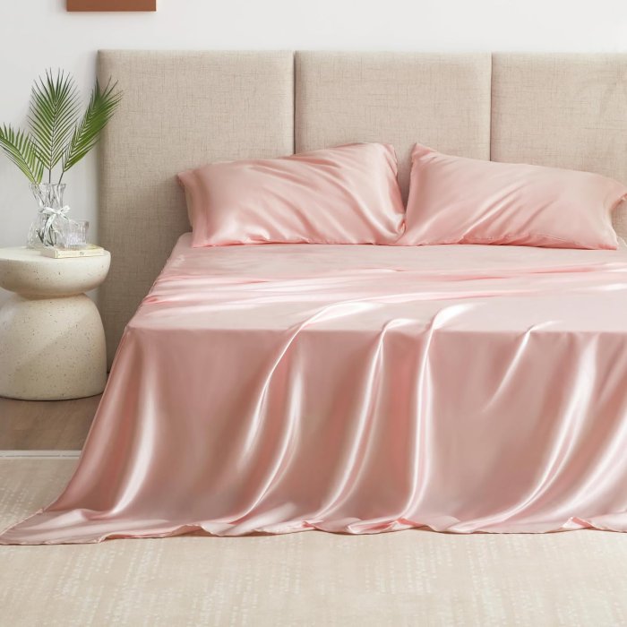 Love's cabin Satin Queen Sheets Set - Coral Silky Satin Bed Sheets Queen Set (image 2)