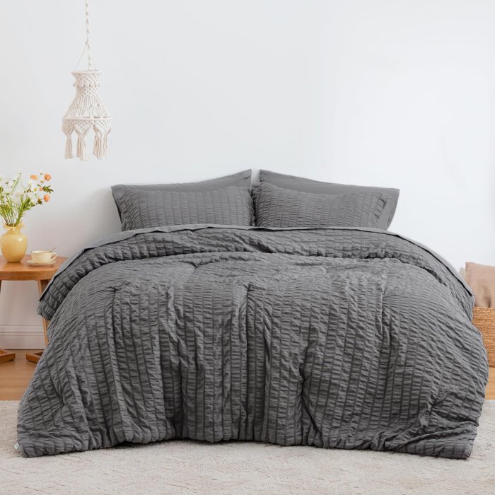 Love's cabin Seersucker Dark Grey King Size Comforter Set 7 Pieces (image 2)