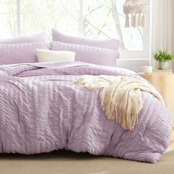 Love's Cabin Seersucker Lavender Twin Comforter Set (5 Pieces)