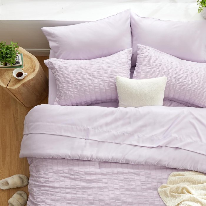 Love's Cabin Seersucker Lavender Twin Comforter Set (5 Pieces) (image 3)