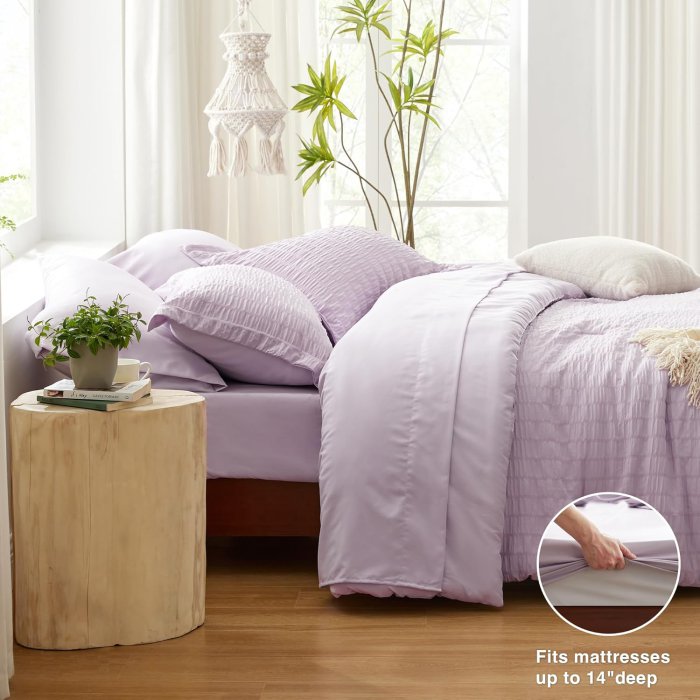 Love's Cabin Seersucker Lavender Twin Comforter Set (5 Pieces) (image 4)