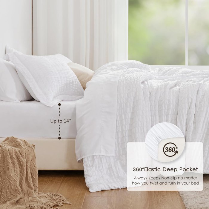 Love's Cabin Seersucker White Queen Comforter Set 7 Pieces (image 3)