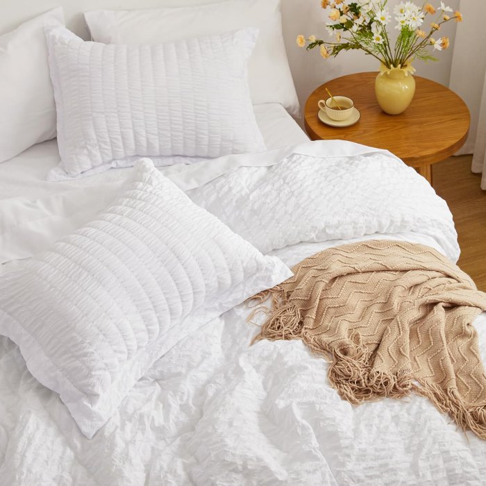 Love's Cabin Seersucker White Queen Comforter Set 7 Pieces (image 4)