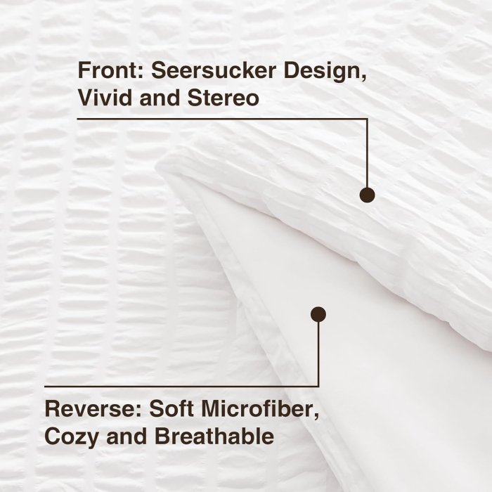 Love's Cabin Seersucker White Queen Comforter Set 7 Pieces (image 5)