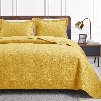 Love's Cabin Yellow Quilt Set - Lightweight Microfiber Bedspread