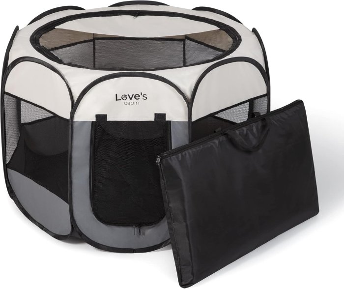 Portable Pet Playpen (Grey) Love's Cabin